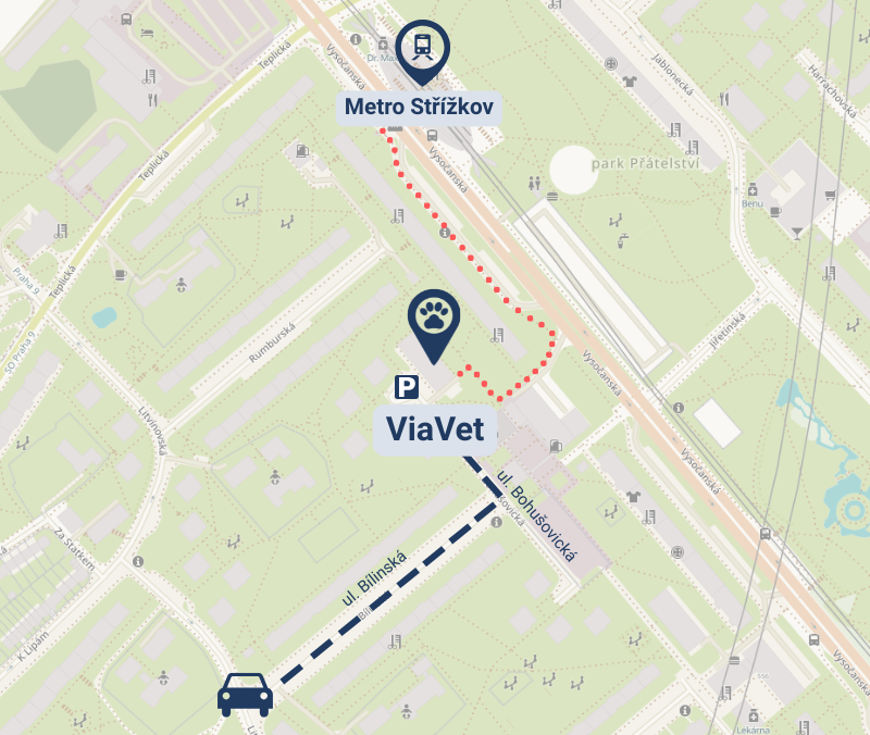 Mapa polohy kliniky ViaVet